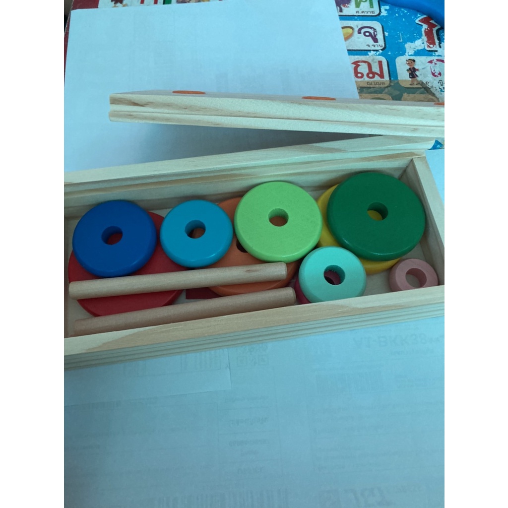 เกมหอคอยฮานอย ของเล่นไม้ หอคอยฮานอย พร้อมจาน 10 ชั้น ของเล่นเสริมทักษะ Tower of Hanoi - รูปที่ 3