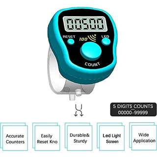 เครื่องนับดิจิตอลแบบสวมนิ้ว มีไฟสว่างในที่มืด เปลี่ยนแบตเตอรี่ได้ มีเสียงเตือน led finger digital counter buzz hundred