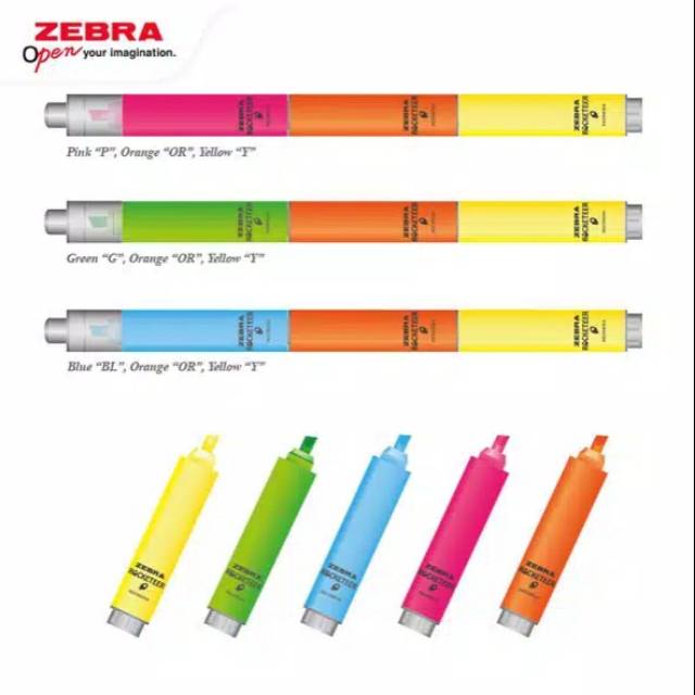 ปากกาเน้นข้อความ ZEBRA ROCKET / ปากกาเน้นข้อความ ZEBRA ROCKETER 3 สี