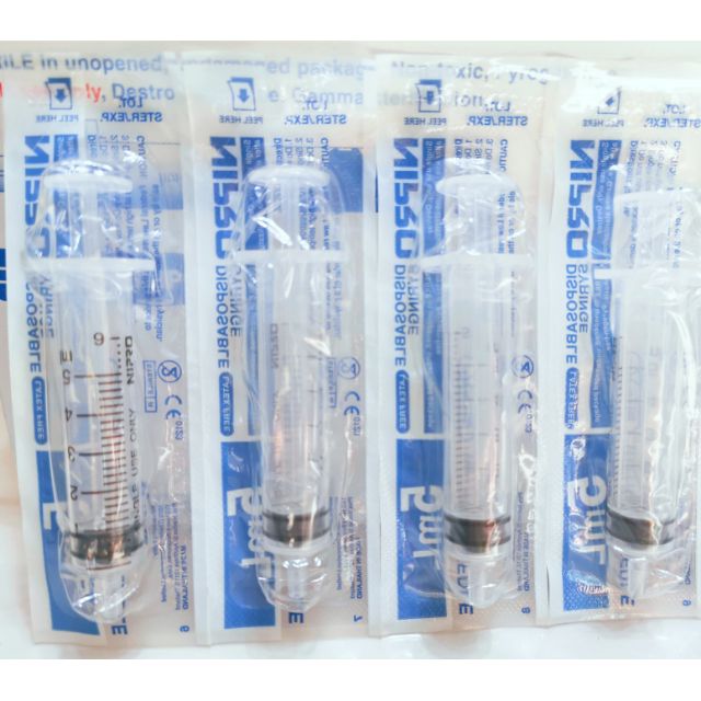 กระบอกฉีดยา​5มล.แบบไม่มีเข็ม(Nipro​ Syring​ 5ml.)ยี่ห้อ​Nipro5mlx10ชิ้น