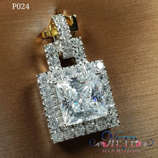 จี้เพชรปริ๊นเซส 2 กะรัต เพชรเลียนแบบเพชรแท้ ทำจาก เพชร CZ, Cubic Zirconia หรือเพชรโคลนนิ่งล้อมเพชรทำจากเพชรCZ จากอเมริกา