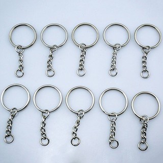 sunnyheart 10Pcs DIY Silver Tone พวงกุญแจคีย์การ์ดพวงกุญแจห่วงแยกกับ 4 Chain Link