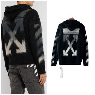 Off White gradient arrow mohair knit hooded