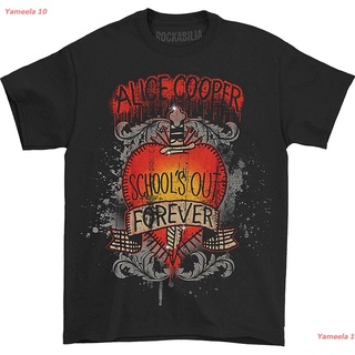 เสื้อยืดผ้าฝ้ายพิมพ์ลายขายดีALICE COOPER Mens Schools Out Dagger T-Shirt Black ไอลิซ คูเปอร์ เสื้อพิมพ์ลาย แนวสตรีท ผู