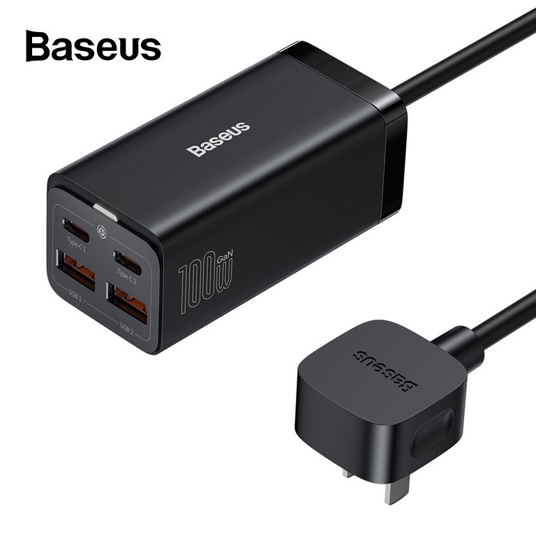 Baseus 100W ที่ชาร์จเร็ว GaN3 Pro 2USB+2USB-C 20V/5A Type-C หัวชาร์จเร็ว หัวชาร์จ