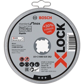 BOSCH ใบตัด125x1.0mm STANDARD INOX X-LOCK #2608619267 มาพร้อมกล่องเหล็กเก็บใบ