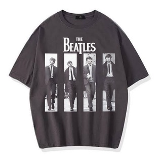 [100% Cotton] เสื้อยืด ลายวง BAND THE BEATLES VINTAGE สีเทาเข้ม