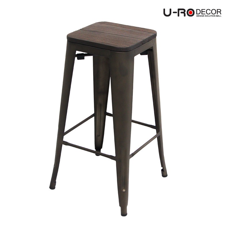 U-RO DECOR บาร์สตูลเหล็ก รุ่น ZANIA-LW(ซาเนีย-แอลดับบลิว)สีบรอนซ์/แอนทิค ทรงสูง สไตล์ลอฟท์ เก้าอี้คา