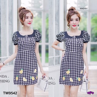 TwinsShopVip💗พร้อมส่ง TW9542 Dress เดรสสั้นลายชิโนริ