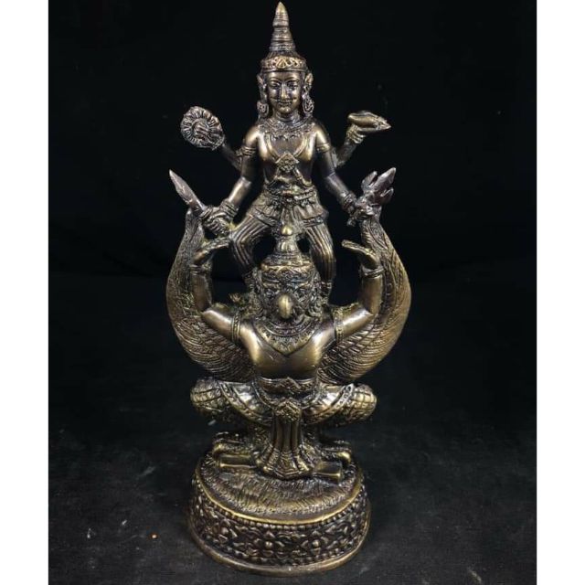 พระนารายณ์ทรงครุฑ ปลุกเสกวัดเจ้าอาม เนื้อทองเหลือง ขนาดสูง9นิ้ว