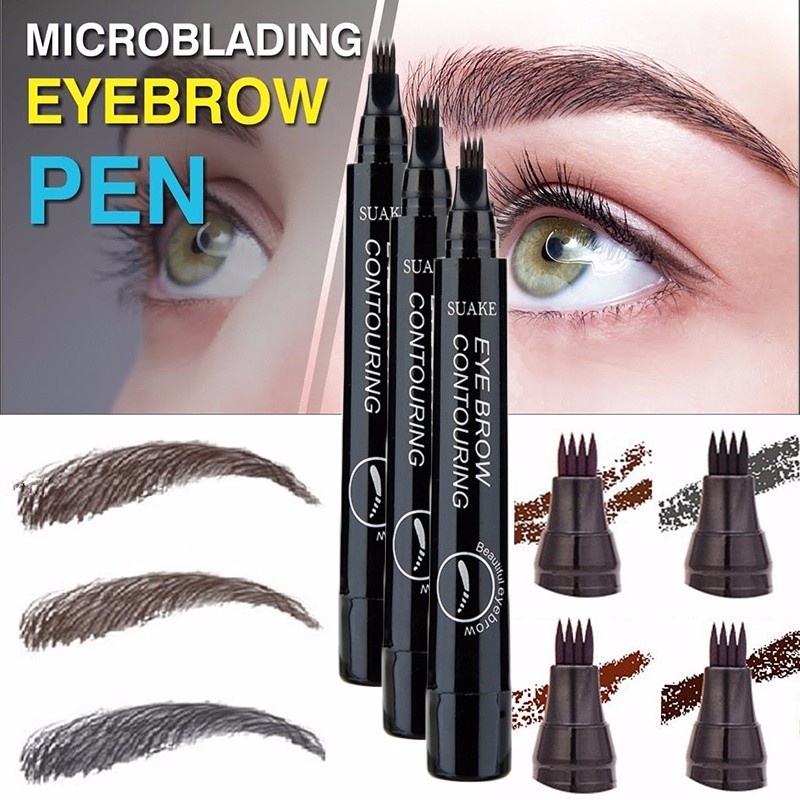 5 Colors Eyebrow Pen Waterproof 4 Fork Tip Eyebrow Tattoo Pencil Long  Lasting Natural Dark Brown Liquid Eye Brow Pencil | Shopee Thailand