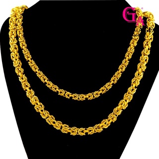 Ga เครื่องประดับแฟชั่นเกาหลี 24k กรุงเทพมหานคร สเตนเลสมันวาว หัวมังกรคู่ หัวเข็มขัด สร้อยคอผู้ชาย ย้อนยุค ทอง