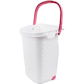 ตะกร้าผ้าล้อลาก สีชมพู Hamper with wheel Pink Lift And Go