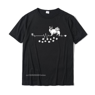 [S-5XL] เสื้อยืดผ้าฝ้าย พิมพ์ลาย Papillon Dog Heartbeat Dogs Breed สําหรับผู้ชาย 2022