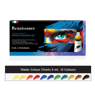 Renaissance สีน้ำ แบบหลอด 5ml.12 สี จำนวน 1 กล่อง