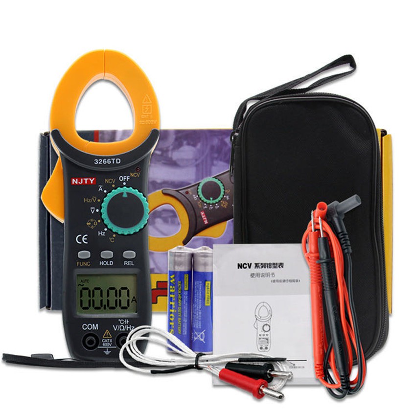 NJTY3266TDแคลมป์มิเตอร์Digital Clamp Meter 4000 Counts Auto Range Multimeterwith NCV Test AC/DCVoltage วัดคาปาซิเตอร์ได้