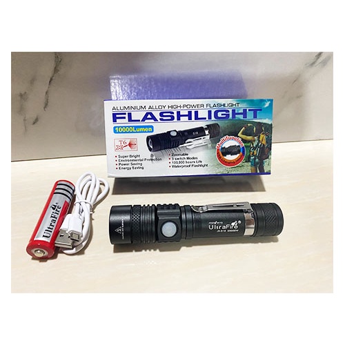 ไฟฉายแรงสูง ไฟฉายซูม JX-518 หลอดT6 ความสว่าง 25000w ชาร์จไฟ USB (สินค้าพร้อมจัดส่ง)