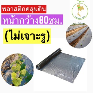 พลาสติกคลุมดินพลาสติกเงินดำพลาสติกคลุมแปลง หน้ากว้าง80cm. ยาว400หลา(360เมตร)ไม่เจาะรู‼️