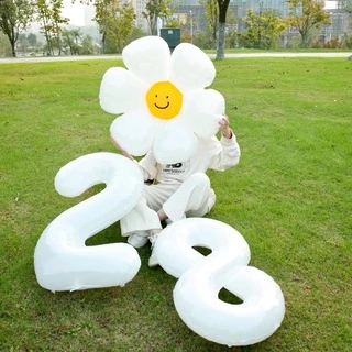 🇹🇭ลูกโป่งฟอยล์ตัวเลขสีขาว32นิ้ว40นิ้ว ลูกโป่งตัวเลข