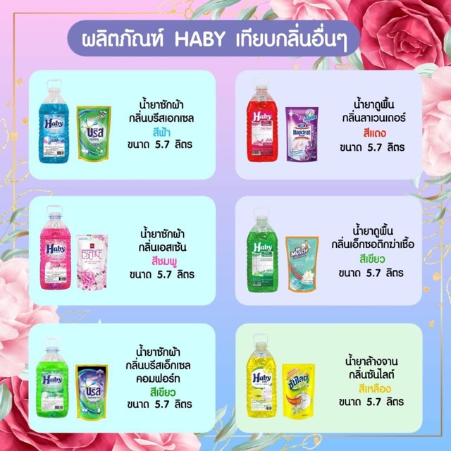 Haby น้ำยาซักผ้า น้ำยาถูพื้น น้ำยาล้างจาน น้ำยารีดผ้า ขนาดใหญ่จุใจ
