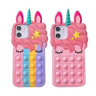 iPhone 12 Pro Max Mini 11 Pro Max X XR XS Max 6 7 8 6s Plus SE 2020 Unicorn Case Pop Fidget Toys Push It Bubble Silicone Beans Case For iPhone 3D Cartoon Soft Cover Wholesale