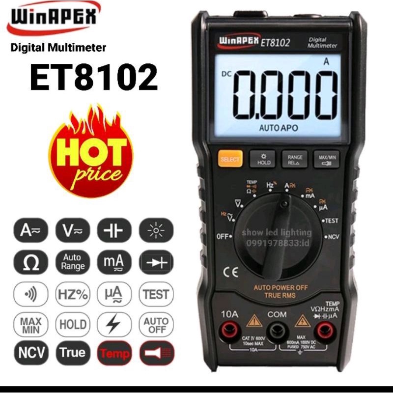 มิเตอร์ WINAPEX รุ่น ET-8102 ของแท้ 100% มิเตอร์วัดไฟดิจิตอล