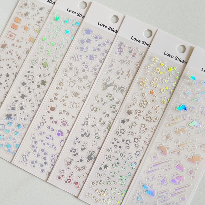 Hologram Transparent Sticker สติ๊กเกอร์โฮโลแกรม สติกเกอร์ตกแต่ง สติ๊กเกอร์พร้อมส่งน่ารัก แต่งรูป แต่งการ์ด สไตล์เกาหลี