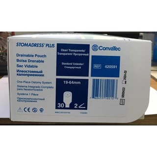 Convatec Stomadress Plus ถุงเก็บอุจจาระชิ้นเดียว แบบใส ตัดได้ 19-64 มม. [แบ่งขาย 10 ชิ้น รหัส 420591] BB 7203