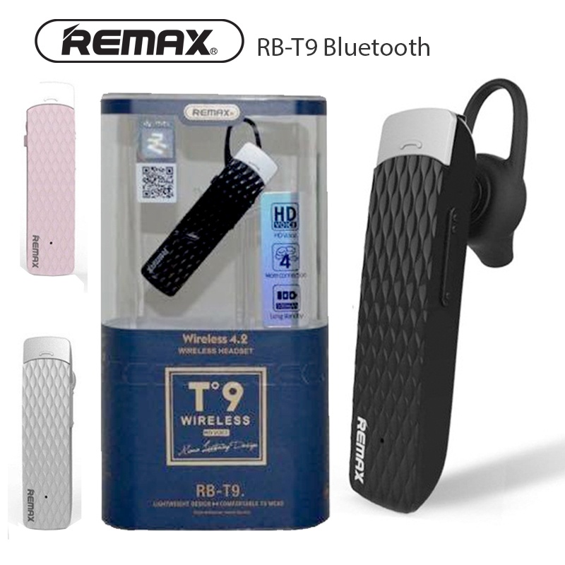 REMAX หูฟัง บลูทูธ RB-T9 Bluetooth ไร้สาย HD Voice Small Talk หูฟังไร้สาย รองรับการเชื่อมต่ออุปกรณ์ 2 เครื่องพร้อมกัน