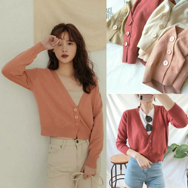 เสื้อคลุมไหมพรม คาร์ดิแกน สีพื้น สไตล์วินเทจ เสื้อคลุมไหมพรม คาร์ดิแกน  ทรงโอเวอร์ไซส์ ตัวใหญ่ สไตล์วินเทจ (P12) - Bikini.Bra - Thaipick