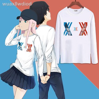 🔥 ถูกและดี ชุดคอสเพลยDARLING in the FRANXX National Team 02 Peripheral Anime Long Sleeve Tt-Shirt for Men and Women St