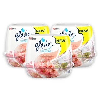 เกลดเซ็นท์เต็ด เจลหอมปรับอากาศ เจลดับกลิ่นกลิ่นซากุระ 180กรัม แพ็ค 3 Glade Scented Gel Air Freshener Sakura 180g