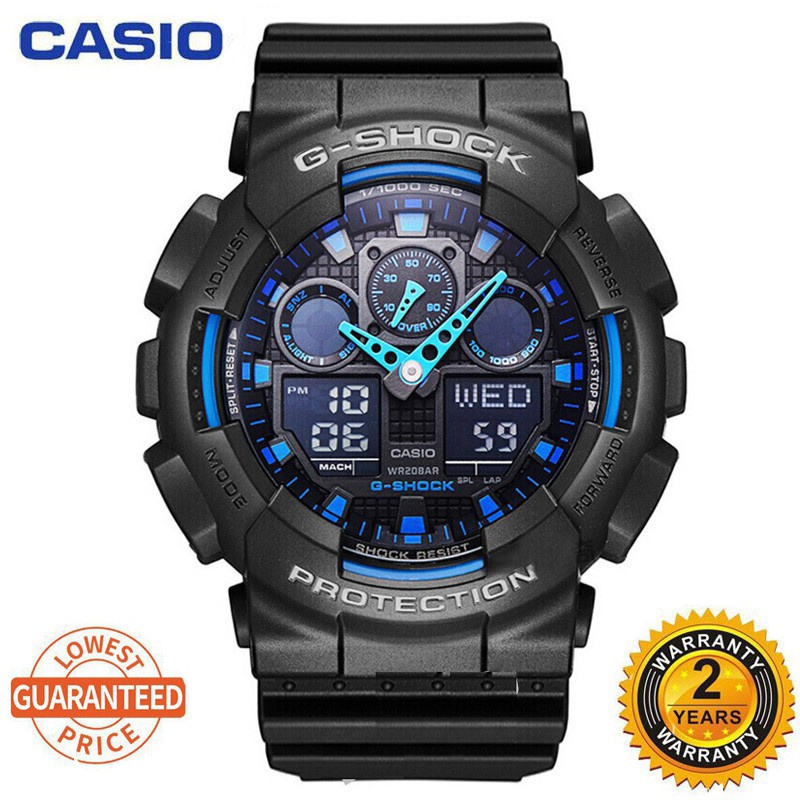 เหมาะสําหรับ g-shock GA-100/GA-110 series นาฬิกา GA-100 Hurt Locker สีฟ้า-สีดํากีฬานาฬิกาผู้ชาย Digi