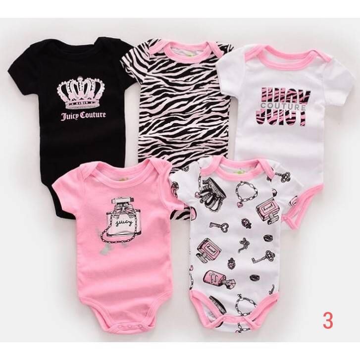 5 in 1 Branded เสื้อผ้าเด็กผู้หญิง Romper Juicy Couture | ชุดรอมเปอร์ฉ่ํา 5 ใน 1