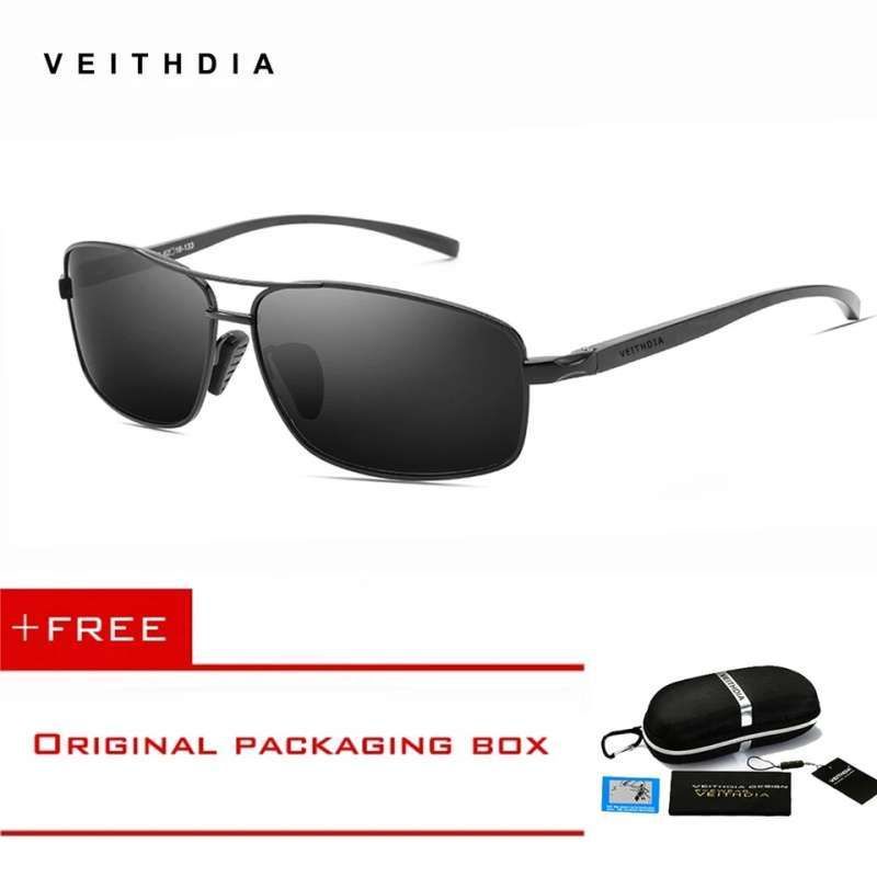 Hitam Veithdia 2458 แว่นกันแดดโพลาไรซ์ดั้งเดิม