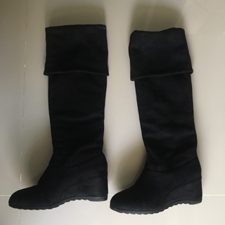 Boot หนังกลับสีดำพับปรับระดับได้ size 38