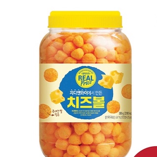 Real Price Cheese Balls Barrel เรียล ไพรซ์ ข้าวโพด ทรงกลม รสชีส 380g.