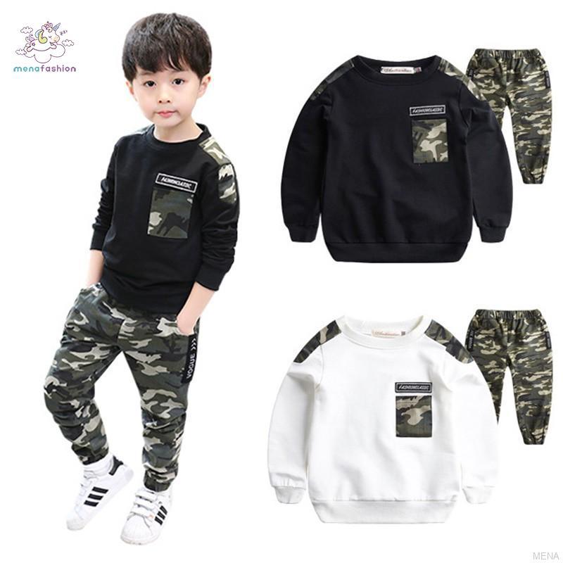 ชุดเสื้อผ้าฝ้ายลายพรางสำหรับเด็ก