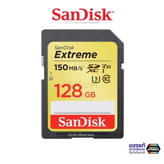 SanDisk Extreme SD Card 128GB ความเร็ว อ่าน 150MB/s เขียน60MB/s (SDSDXV5_128G_GNCIN) เมมโมรี่ แซนดิส รับประกันโดย Synnex