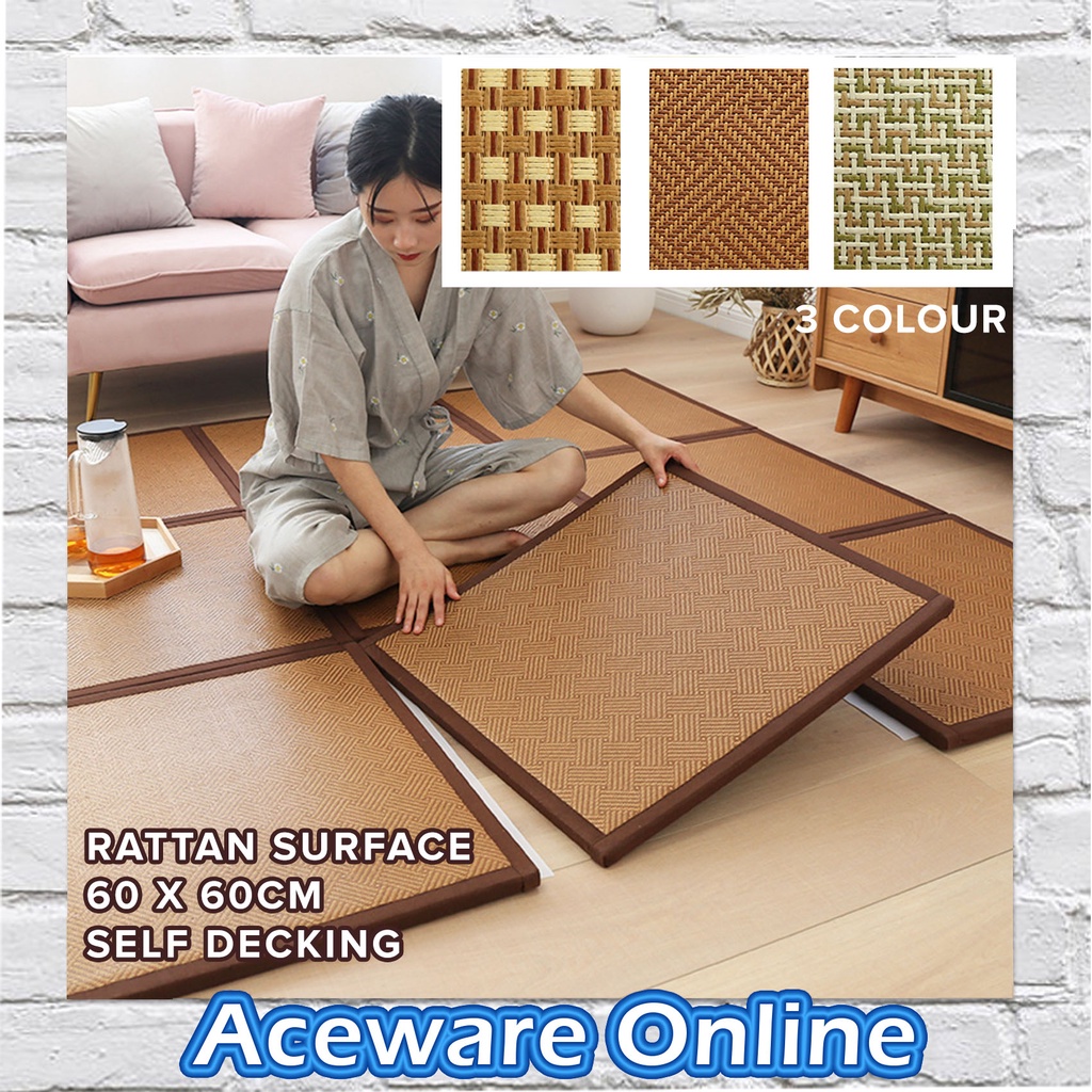 60CM X 60CM 1PC JAPANESE STYLE RATTAN TATAMI MAT CARPET 2CM THICK SELF
