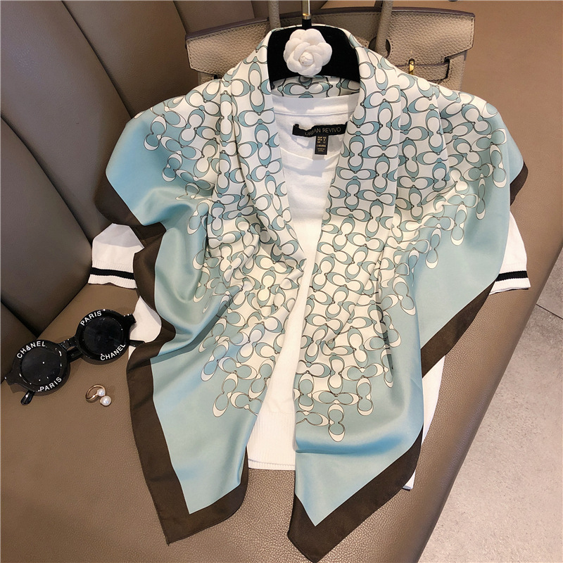LISA ผ้าพันคอแฟชั่น 90x90 ซม. ผ้าพันคอสี่เหลี่ยมพิมพ์ผ้าพันคอผู้หญิง Lady Shawl