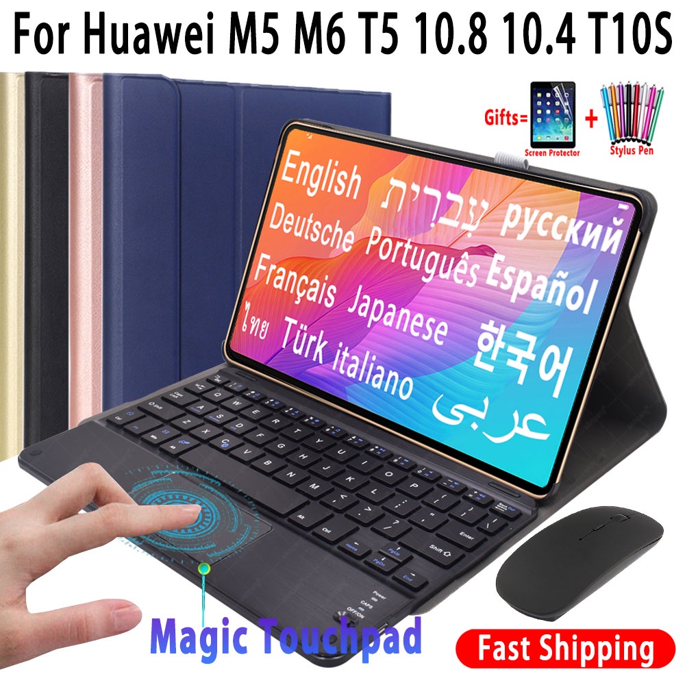 Touchpad Keyboard Case for Huawei Mediapad M5 lite 10 Pro T5 10.1 M6 10.8 MatePad Pro 10.8 10.4 11 T10s T10 Keyboard Cov