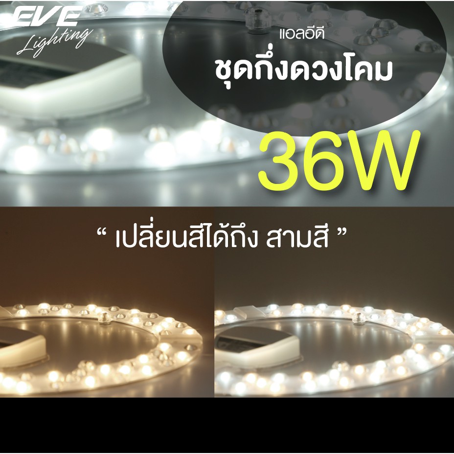 EVE ชุดแผงไฟแอลอีดี LED เปลี่ยนสีได้ 3 สี แสงขาว,ขาวนวล,เหลือง ขนาด 36W เปลี่ยนแสงได้ด้วยปลายนิ้ว