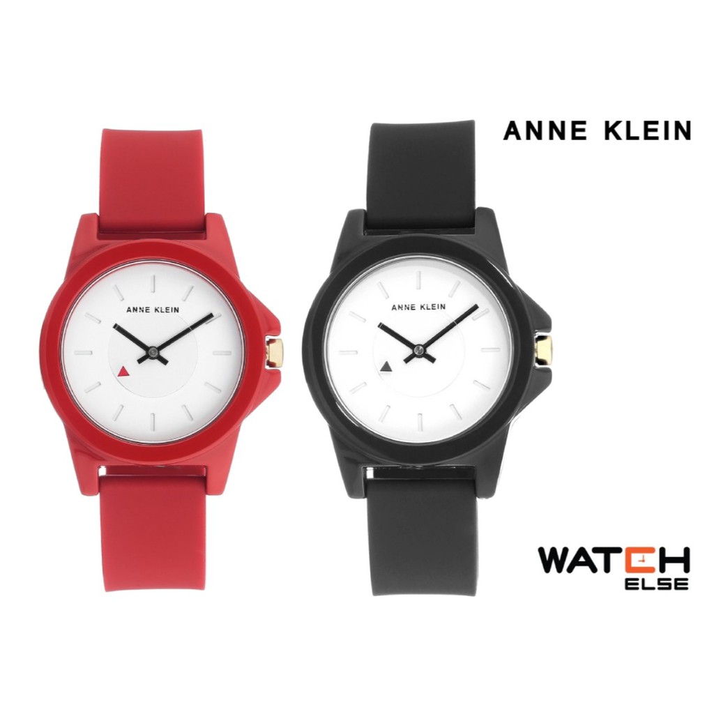 Anne Klein AK-AK-3206WTRD/BK นาฬิกาข้อมือผู้หญิง สาย ซิลิโคน สีแดง/สีดำ