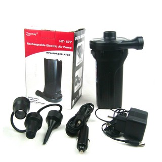 Stermay Rechargeable Electric Air Pump Stermay HT-677 เครื่องสูบลมไฟฟ้า ระบบชาร์ตไฟ+หัวชาร์ตไฟรถ (3 in 1)