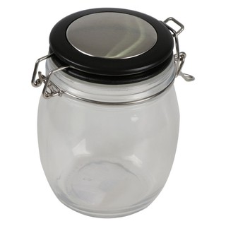 ขวดโหลแก้วกลม-M ฝาสปริงขอบดำ  CANISTER GLASS M ROUND LID BLACK