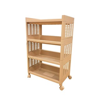 โยชิโมริ ชั้นวางอเนกประสงค์ 3 ชั้น มีล้อ สีเบจ Yoshimori, 3-tier multi-purpose shelf with beige wheels