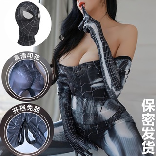 กางเกงชั้นในหนังเซ็กซี่ เปิดเป้า ลาย Spiderman Dark Emotional One-Piece สําหรับผู้หญิง