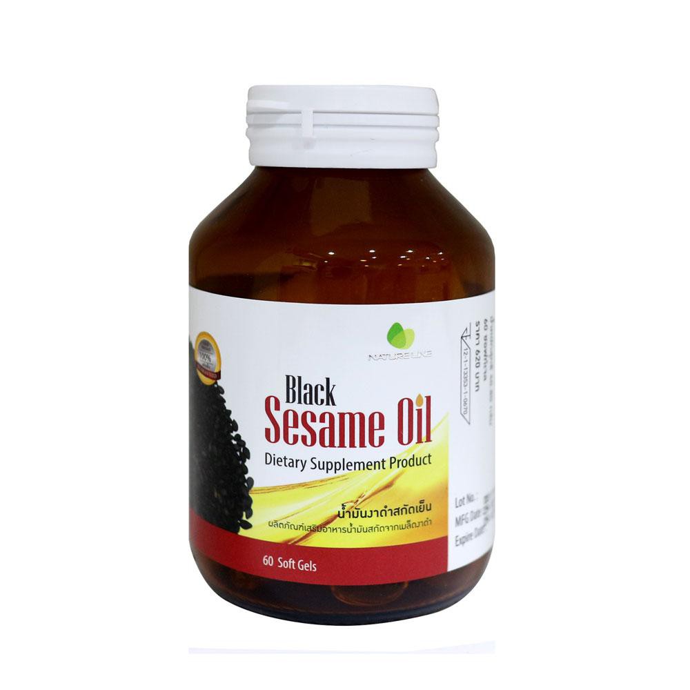 Nature Line Black Sesame Oil 500 mg. เนเจอร์ ไลน์ น้ำมันงาดำสกัดเย็น