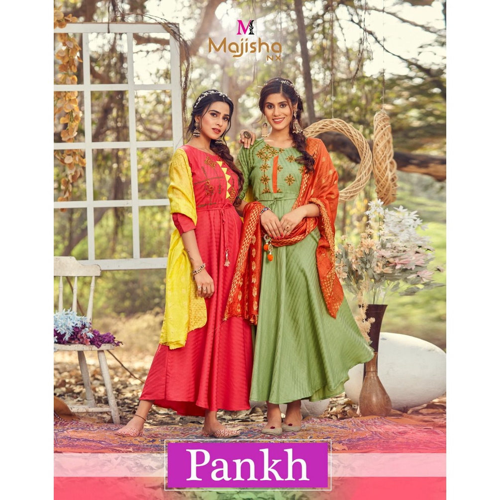 Pankh By Majisha Gown Kurtis พร้อม Duptta